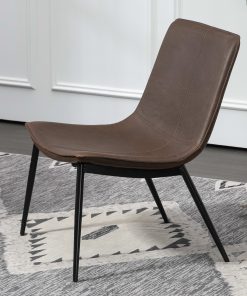 Glamour Home Barkley Faux Leather and Iron Accent Chair, Dark Brown/Black 2