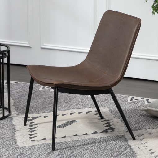 Glamour Home Barkley Faux Leather and Iron Accent Chair, Dark Brown/Black - Image 2