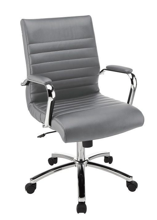 Realspace® Modern Comfort Winsley Bonded Leather Mid-Back Manager Office Chair, Gray/Chrome, BIFMA Compliant - Image 2