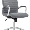 Realspace® Modern Comfort Winsley Bonded Leather Mid-Back Manager Office Chair, Gray/Chrome, BIFMA Compliant