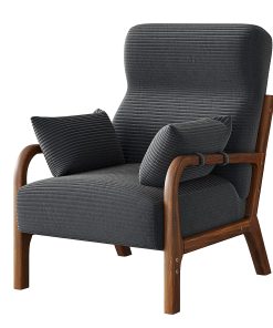 Bestier Fabric Armchair Accent Chair With Mid-Back And 2-Armrest Pillow, Gray