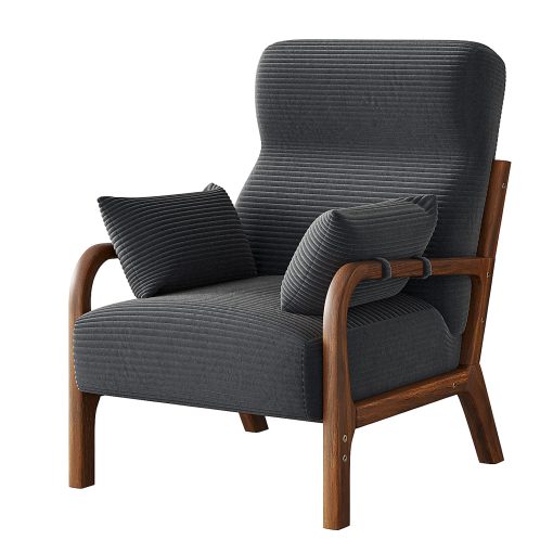 Bestier Fabric Armchair Accent Chair With Mid-Back And 2-Armrest Pillow, Gray