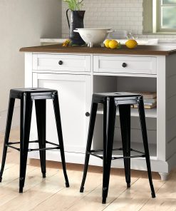 Glamour Home Barton Metal Barstools, Black, Set Of 2 Barstools 2