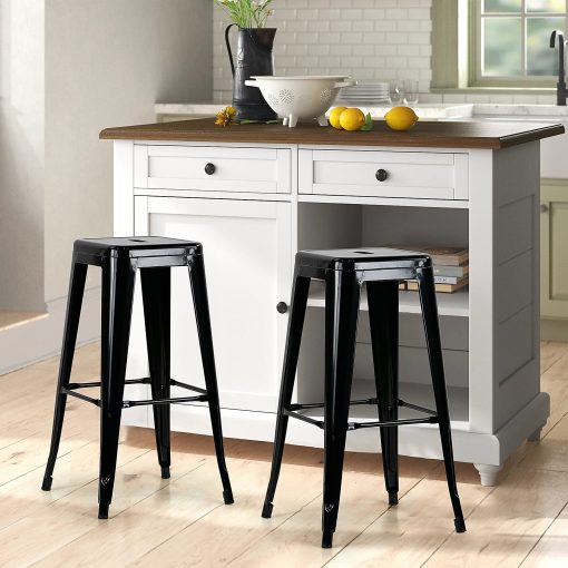Glamour Home Barton Metal Barstools, Black, Set Of 2 Barstools - Image 2