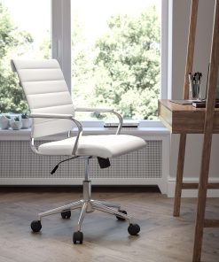 Flash Furniture LeatherSoft™ Faux Leather Mid-Back Executive Swivel Office Chair, White 2