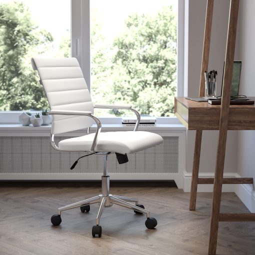 Flash Furniture LeatherSoft™ Faux Leather Mid-Back Executive Swivel Office Chair, White - Image 2