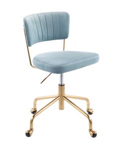LumiSource Tania Mid-Back Task Chair, Gold/Light Blue