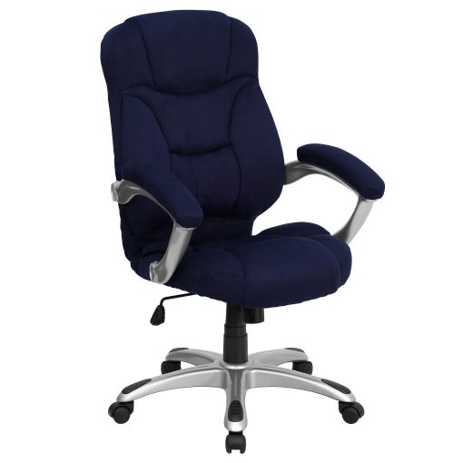 Flash Furniture Ergonomic Microfiber High-Back Chair, Blue/Black/Titanium - Image 2