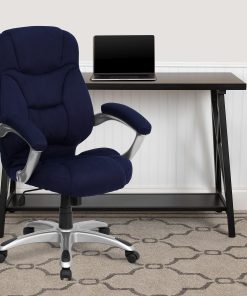 Flash Furniture Ergonomic Microfiber High-Back Chair, Blue/Black/Titanium