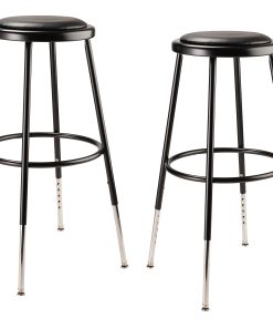 National Public Seating 6400 Series Adjustable Vinyl-Padded Science Stools, 25 – 32-1/2″H, Black, Pack Of 2 Stools 2