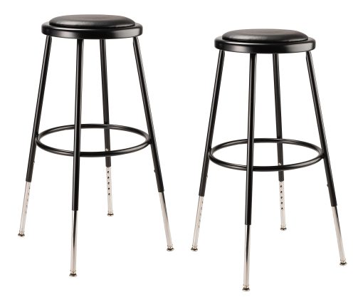 National Public Seating 6400 Series Adjustable Vinyl-Padded Science Stools, 25 - 32-1/2"H, Black, Pack Of 2 Stools - Image 2