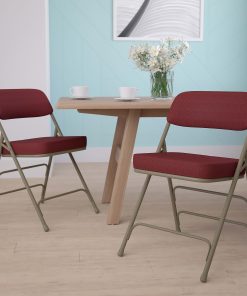 Flash Furniture Hercules Premium Curved Upholstered Folding Chairs, Set Of 2 Chairs, Burgundy/Gray