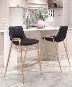 Zuo Desi Counter-Height Stools, Black/Gold, Set Of 2 Stools 2