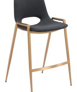 Zuo Desi Counter-Height Stools, Black/Gold, Set Of 2 Stools