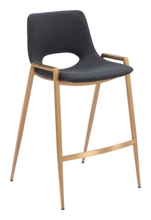 Zuo Desi Counter-Height Stools, Black/Gold, Set Of 2 Stools