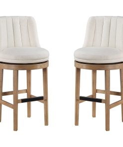 Office Star Rowan Counter Height Spindle Stools, Linen/Medium Oak, Set Of 2 Stools