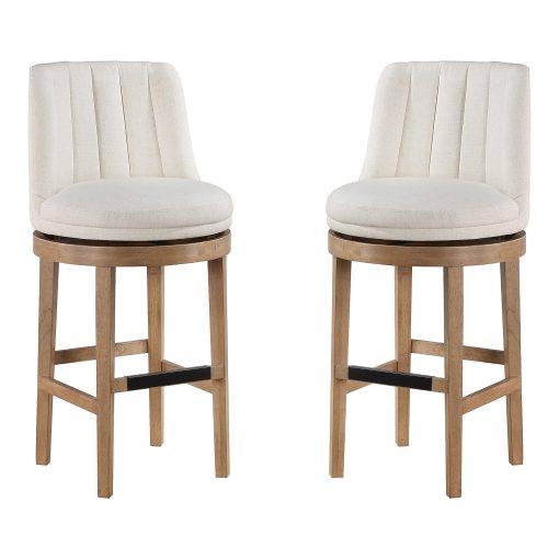 Office Star Rowan Counter Height Spindle Stools, Linen/Medium Oak, Set Of 2 Stools