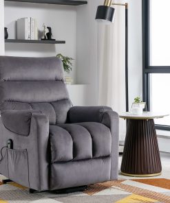 Bestier Microfiber Power Lift Recliner Accent Chair With Pocket And Remote Control, Gray/Black 2