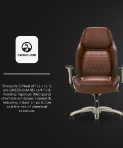 Shaquille O’Neal™ Zephyrus Ergonomic Bonded Leather High-Back Executive Office Chair, Brown/Silver 2