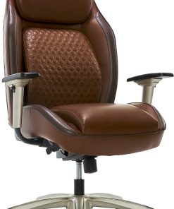 Shaquille O'Neal™ Zephyrus Ergonomic Bonded Leather High-Back Executive Office Chair, Brown/Silver