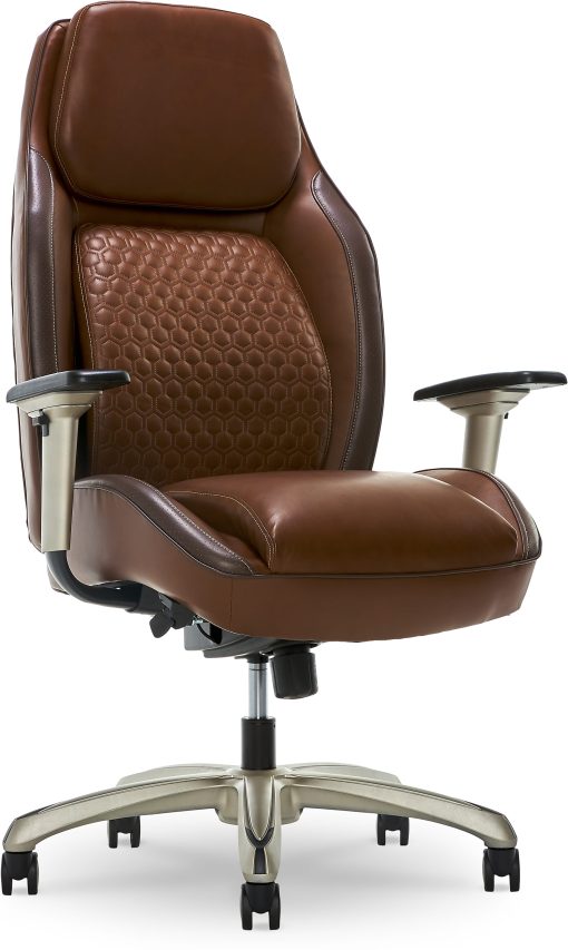 Shaquille O'Neal™ Zephyrus Ergonomic Bonded Leather High-Back Executive Office Chair, Brown/Silver