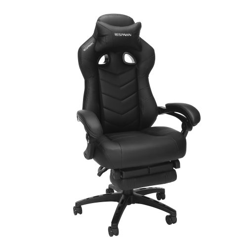 RESPAWN 110 Pro Gaming Chair, With Footrest & Headrest Pillow, Black, RSP110V2BLK