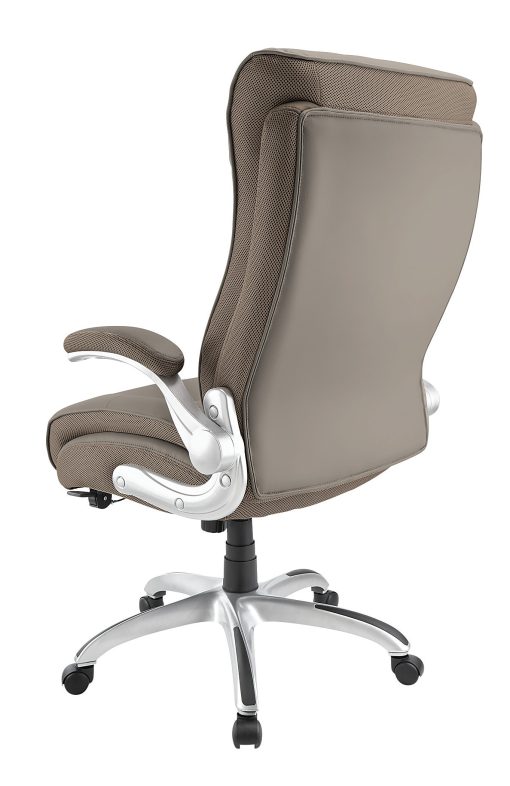 Realspace® Ampresso Big & Tall Bonded Leather High-Back Office Chair, Taupe/Silver, BIFMA Compliant - Image 2