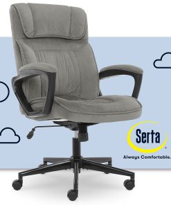 Serta® Microfiber High-Back Chair, Velvet Gray/Black 2