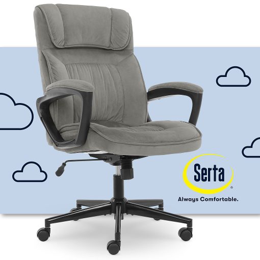 Serta® Microfiber High-Back Chair, Velvet Gray/Black - Image 2