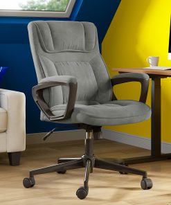 Serta® Microfiber High-Back Chair, Velvet Gray/Black