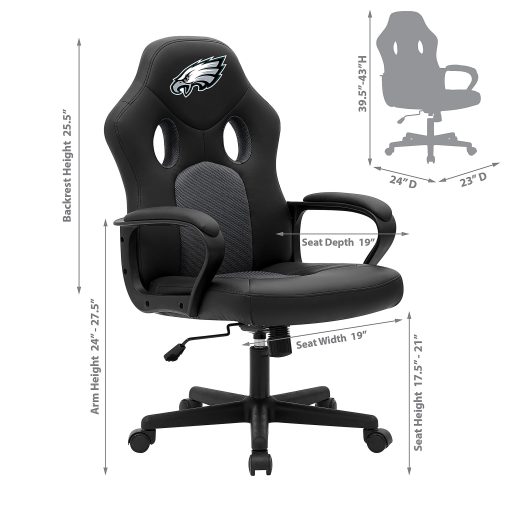 Imperial NFL Vision Faux Leather/Mesh High-Back Computer Gaming Chair, Philadelphia Eagles - Image 2