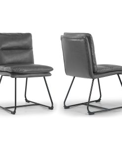 Glamour Home Aulani Upholstered Dining Chairs With Puffy Cushions, Gray, Set Of 2 Chairs