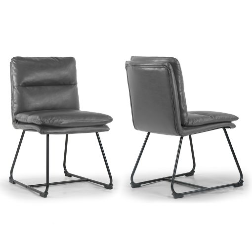 Glamour Home Aulani Upholstered Dining Chairs With Puffy Cushions, Gray, Set Of 2 Chairs