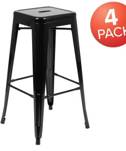 Flash Furniture 30″ Metal Indoor Bar Stools, Set Of 4 Bar Stools, Black 2