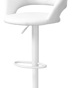 Monarch Specialties Hydraulic-Lift Bar Stool, Bonded Leather, White