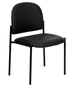 Flash Furniture Vinyl Comfortable Stackable Steel Side Chair, Black 2