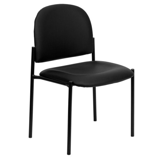 Flash Furniture Vinyl Comfortable Stackable Steel Side Chair, Black - Image 2