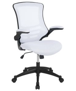 Flash Furniture Mesh Mid-Back Swivel Task Chair With Flip-Up Arms, White/Black