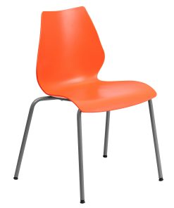 Flash Furniture HERCULES Series 770 lb. Capacity Stack Chair with Lumbar Support and Silver Frame, Orange