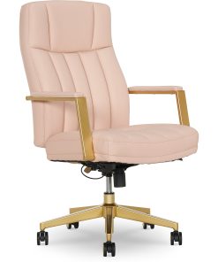 Thomasville Lyndale Ergonomic Faux Leather Mid-Back Office Chair, Blush