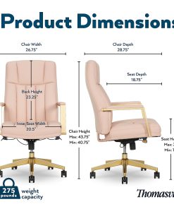 Thomasville Lyndale Ergonomic Faux Leather Mid-Back Office Chair, Blush 2