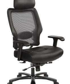 Office Star™ Space Seating 63 Series Bonded Leather Executive Big And Tall High-Back Chair With Headrest, Black