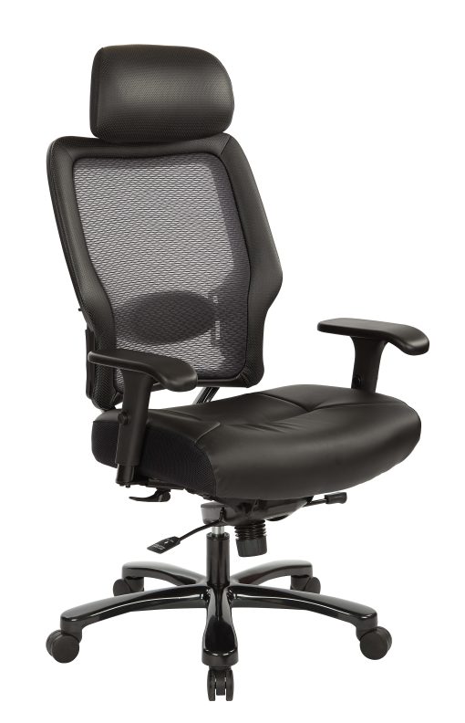 Office Star™ Space Seating 63 Series Bonded Leather Executive Big And Tall High-Back Chair With Headrest, Black