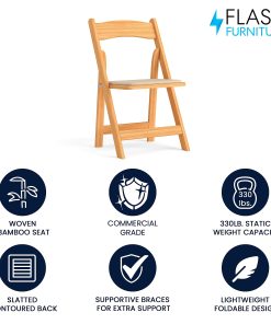Flash Furniture HERCULES Wood Folding Chair With Vinyl Seat, Natural 2