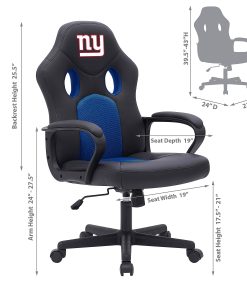 Imperial NFL Vision Faux Leather/Mesh High-Back Computer Gaming Chair, New York Giants 2