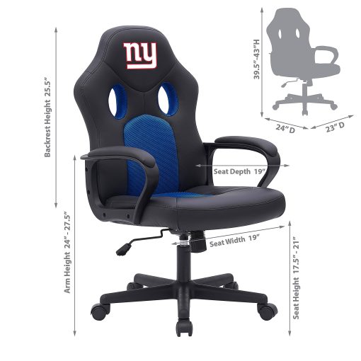 Imperial NFL Vision Faux Leather/Mesh High-Back Computer Gaming Chair, New York Giants - Image 2