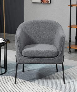 Glamour Home Ayame Boucle Fabric Accent Chair, Gray/Black