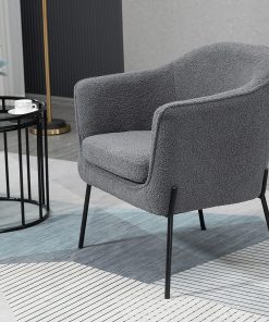 Glamour Home Ayame Boucle Fabric Accent Chair, Gray/Black 2