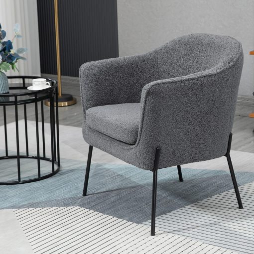 Glamour Home Ayame Boucle Fabric Accent Chair, Gray/Black - Image 2