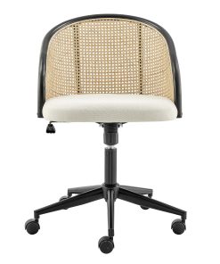 Eurostyle Dagmar Adjustable Fabric Low-Back Office Task Chair With Cane Back, Black/Natural 2